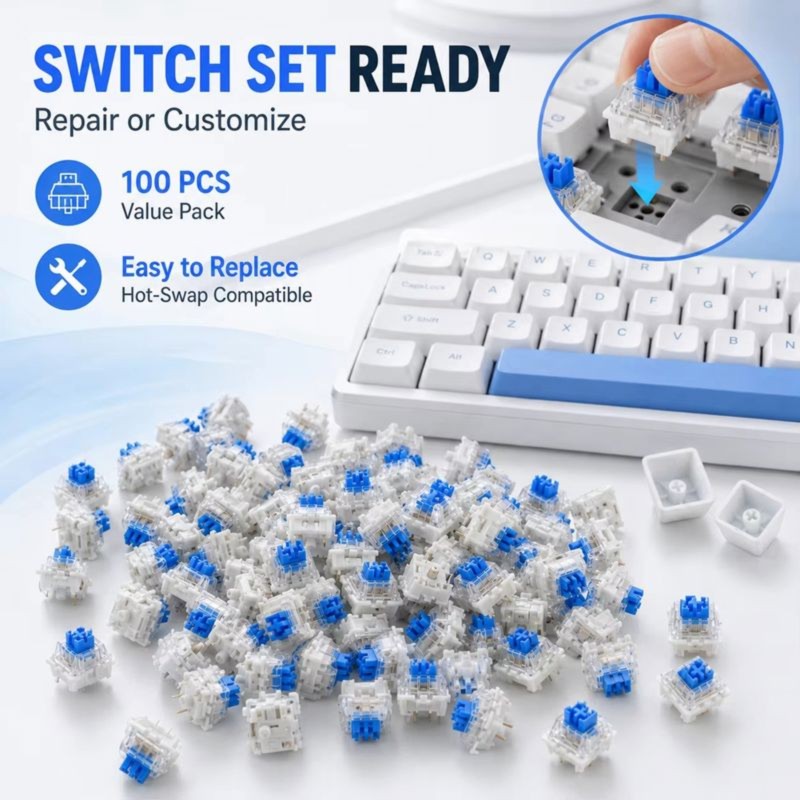 Keyboard Gaming Blue Switch - DT21 100 stuks DIY mechanische toetsenbordschakelaars,